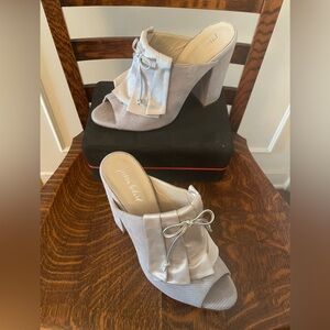 Jessica Bedard Satin and Leather Heeled Sandals made in Italy